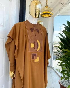 A Tawny brown Connected embroidery Agbada