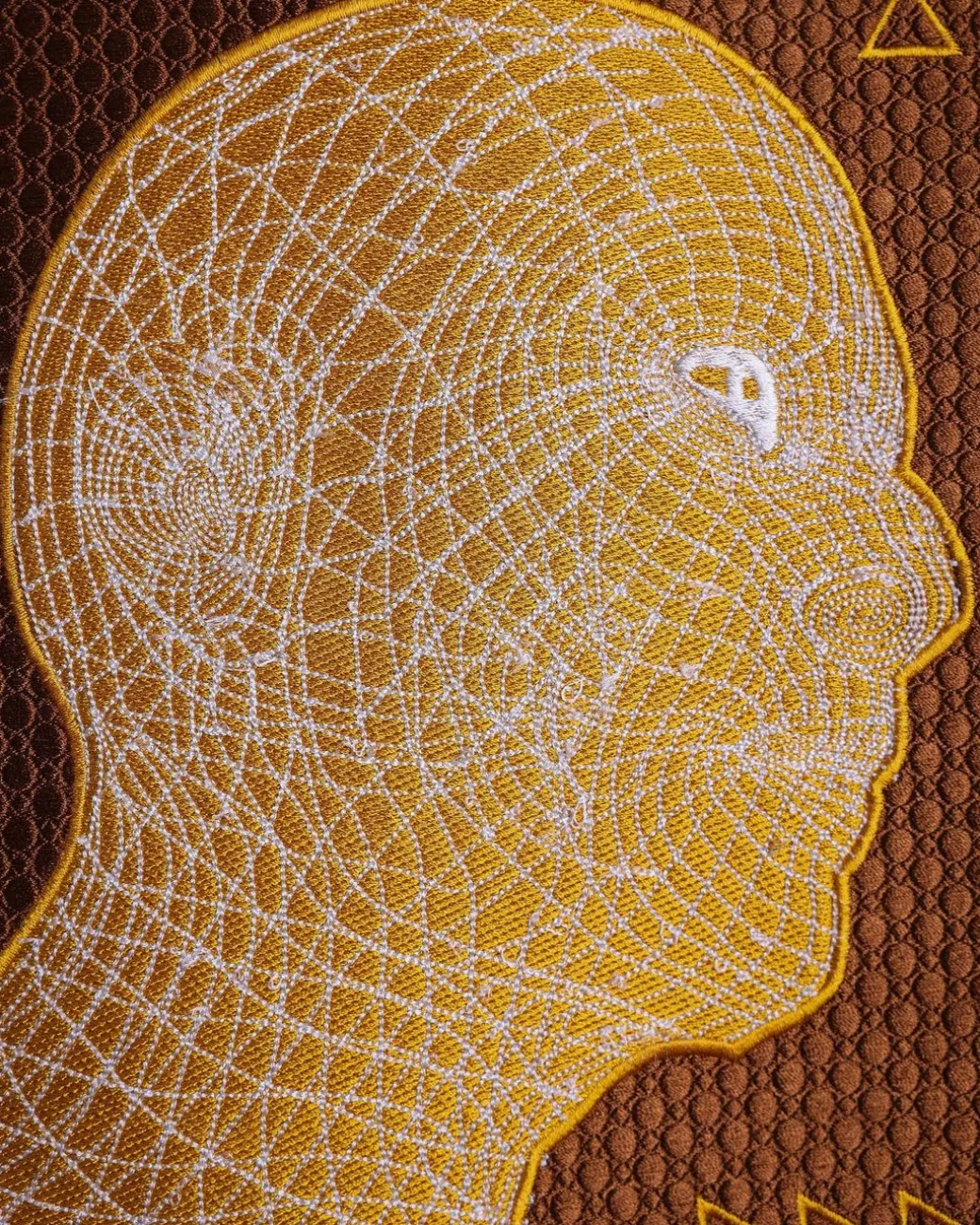 A Tawny brown, “Head Algorithm Mapping ” embroidery details agbada, 3/4 sleeve kaftan & sokoto