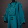 A Teal Green Agbada, Long Sleeve Buba With Matching Swarovski Button Details & Sokoto