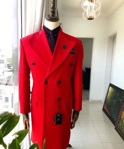 A Tomato Red “Battle Of Dahomey” Notch Lapel Trench Suit