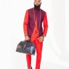 A Tomato Red Safari Kaftan
