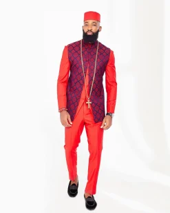A Tomato Red Safari Kaftan