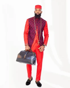 A Tomato Red Safari Kaftan