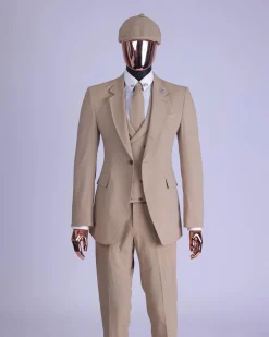 A Tortilla Brown “Peaky Blinders” Seer Sucker Fabric, Knitted, Notch Lapel Suit