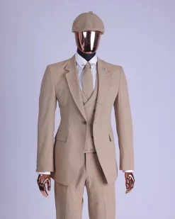 A Tortilla Brown “Peaky Blinders” Seer Sucker Fabric, Knitted, Notch Lapel Suit