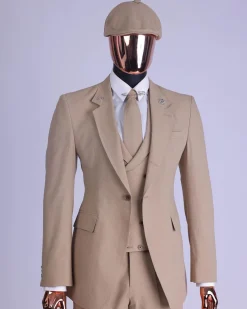 A Tortilla Brown “Peaky Blinders” Seer Sucker Fabric, Knitted, Notch Lapel Suit