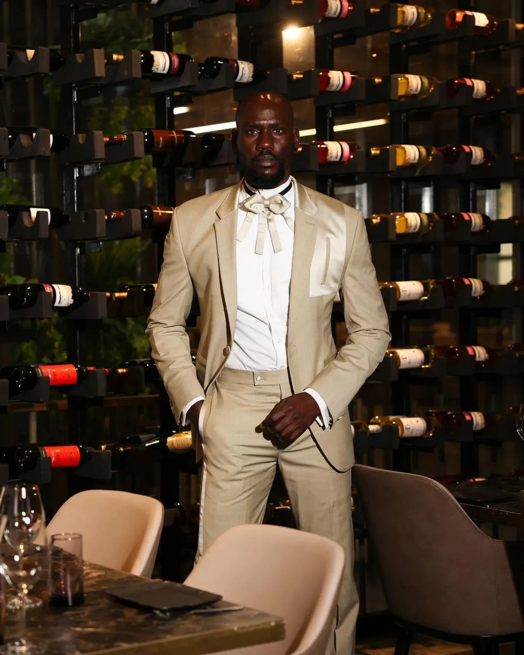 A Trout Grey Relayed Silk Placement, Knitted, Single Button, Notch Lapel Dinner Tuxedo Suit