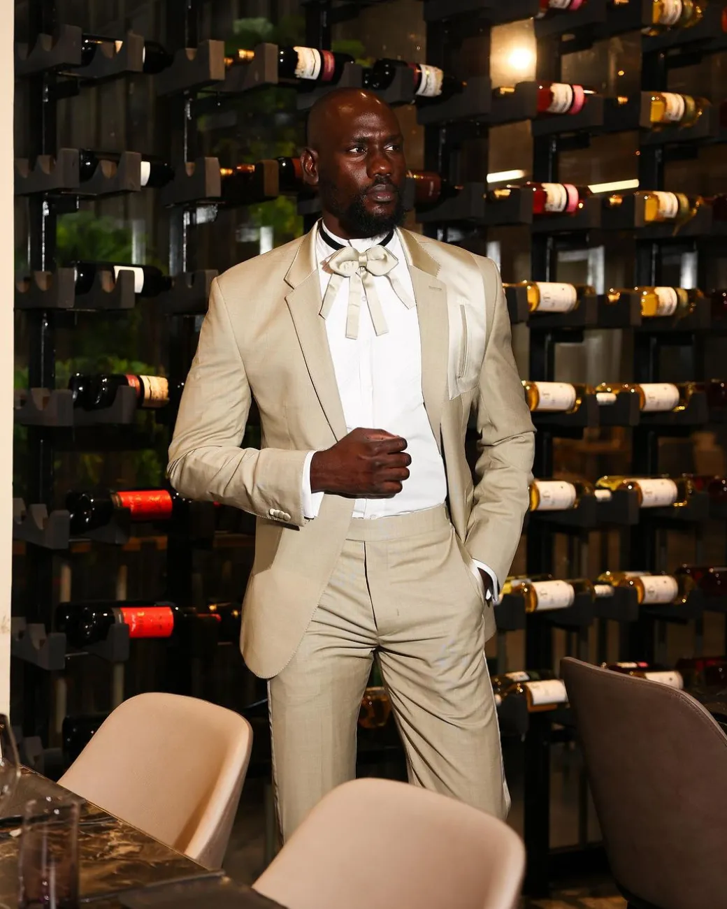 A Trout Grey Relayed Silk Placement, Knitted, Single Button, Notch Lapel Dinner Tuxedo Suit