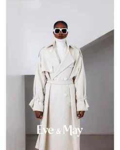 A Tweed Ivory White, double-breasted Coat