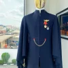 A unisex midnight blue pencil stripe (red)“renaissance” suktan safari traditional wear.