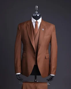 A Walnut Brown Knitted Notch Lapel Suit