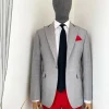 A “Whatever” Irish grey peak lapel with black stripe neck 1 button suit