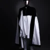 A white & black tragbada, zipline cape, long sleeve African senator kaftan native, Open cut Hat & sokoto