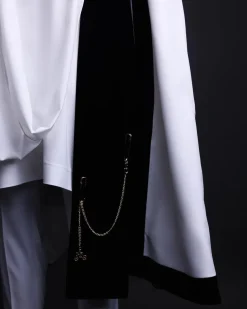 A white & black tragbada, zipline cape, long sleeve African senator kaftan native, Open cut Hat & sokoto
