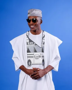 A White, Danfo Embroidery Details Agbada