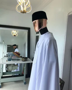 A White Dotted White Embroidery Agbada