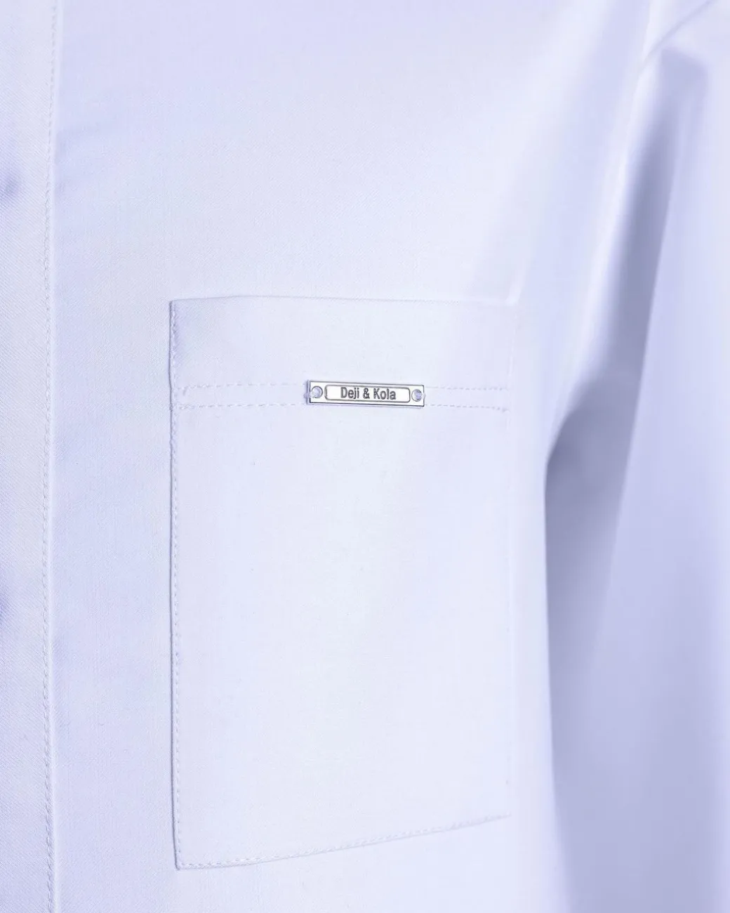 A White, front flap, floral petals, blue Swarovski buttons, long sleeve embroidery detail African senator Kaftan