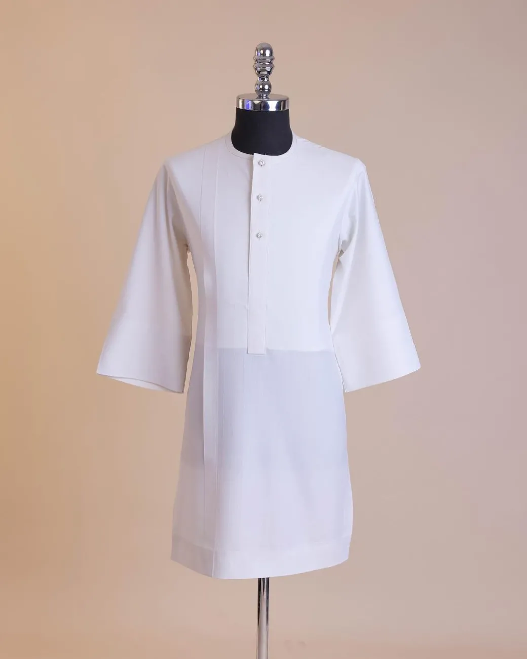 A White, Front flap with clear view Swarovski buttons, 3/4 sleeve African senator kaftan native.