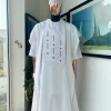 A White, Layered Dropping Swarovski Pleats, Dotted Metallic Wire Embroidery Details Agbada