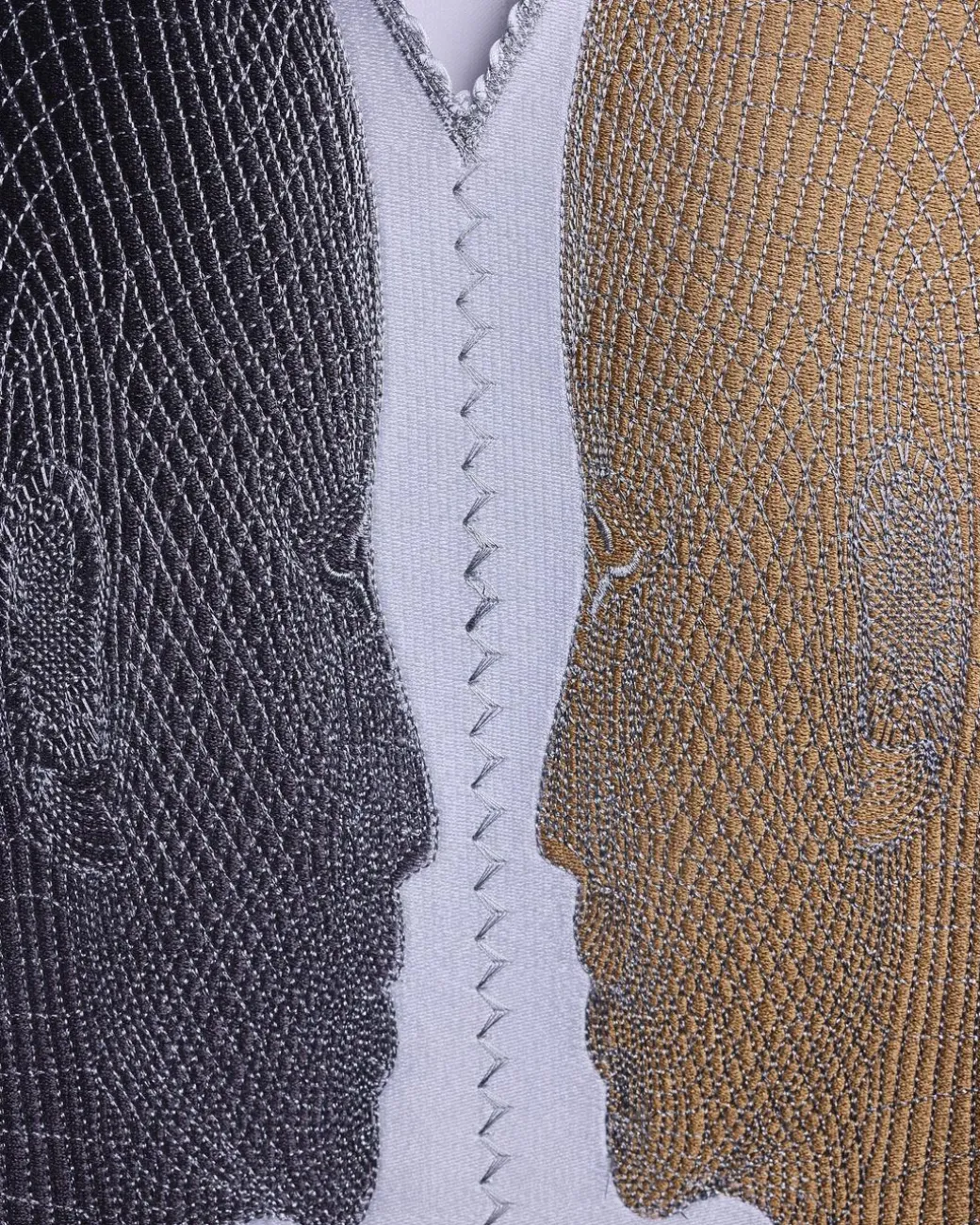 A White, Machine (Artificial Intelligence) vs Man embroidery details agbada
