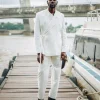 A White “Psydo” Oversized Seersucker Samurai Jacket
