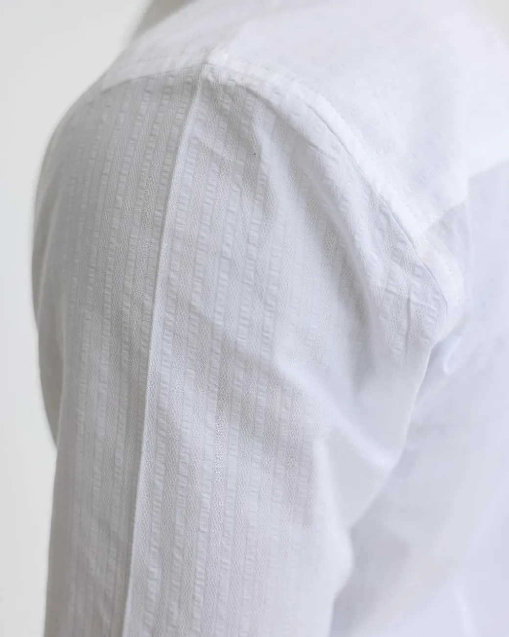 A White, Seersucker Vintage Club Business Shirt.