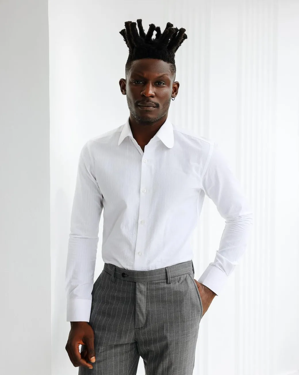 A White, Seersucker Vintage Club Business Shirt.