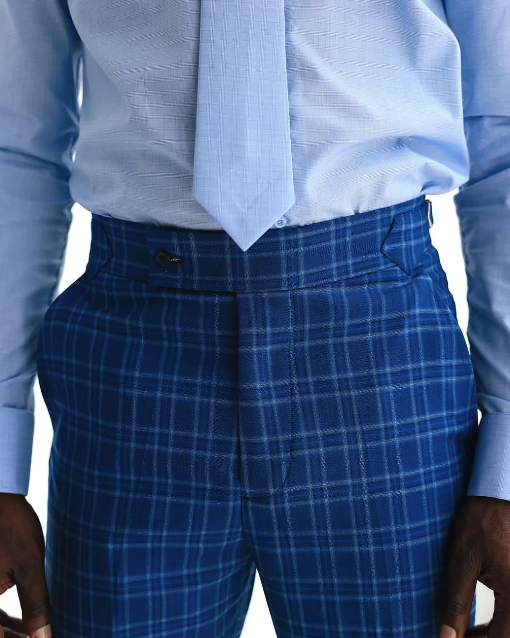 A Windowpane Relayed And Inverted Check Pant Trousers