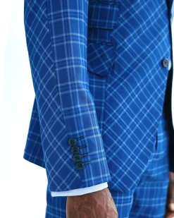 A Windowpane relayed and inverted check, knitted peak lapel suit
