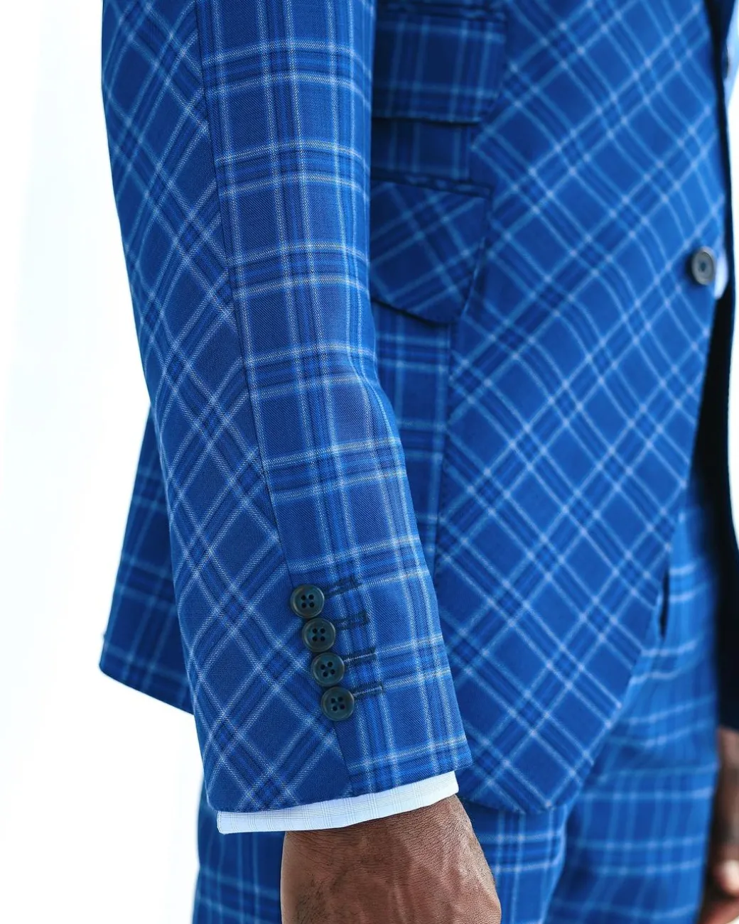 A Windowpane relayed and inverted check, knitted peak lapel suit