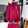 A Wine reloaded “7th Battalion” tuxedo Suit with gold adornment
