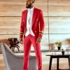 A Wine Short Marine Gold Buttons tuxedo Suit