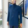 A Yale Blue bishop neck, horizontal pocket jacket