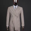 A “Yohji”, 2 buttons, Irish cream, deconstructed 3-layered knitted peak lapel suit