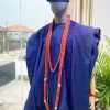 A Yoruba navy blue aso-oke Wedding Traditional Agbada