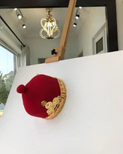 African IBO Red Royal Traditional Hat With Gold Adornment