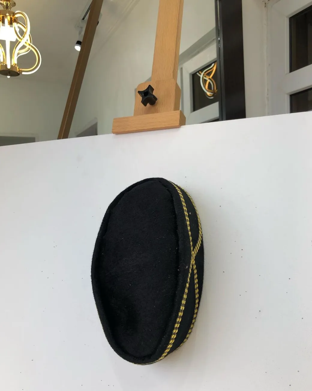African Traditional Black and Gold Lines ceremonial hat