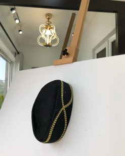 African Traditional Black and Gold Lines ceremonial hat