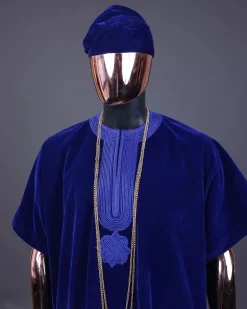 An Admiral blue daftan, sokoto & Fila Yoruba African native.