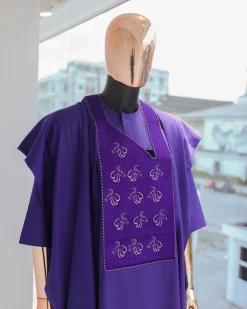An Aesthetic purple, “Agbo Ileya – Ramadan ” embroidery details Agbada