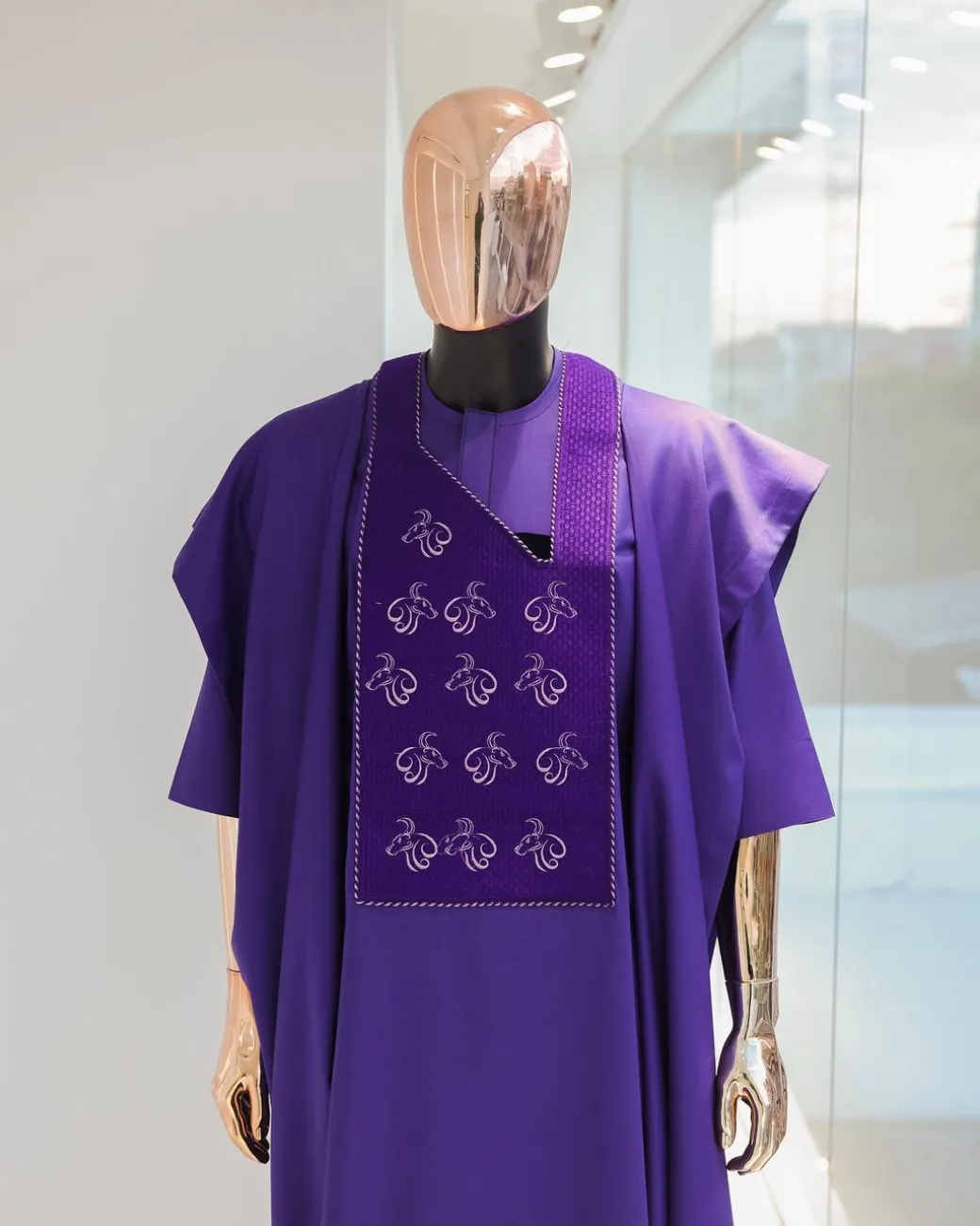 An Aesthetic purple, “Agbo Ileya – Ramadan ” embroidery details Agbada