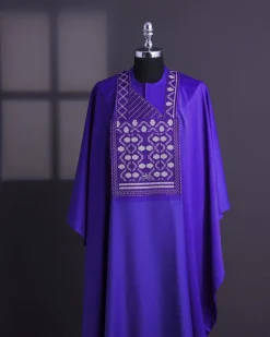 An Aesthetic purple, bloom & gloom pattern with keke Elemu embroidery details Agbada