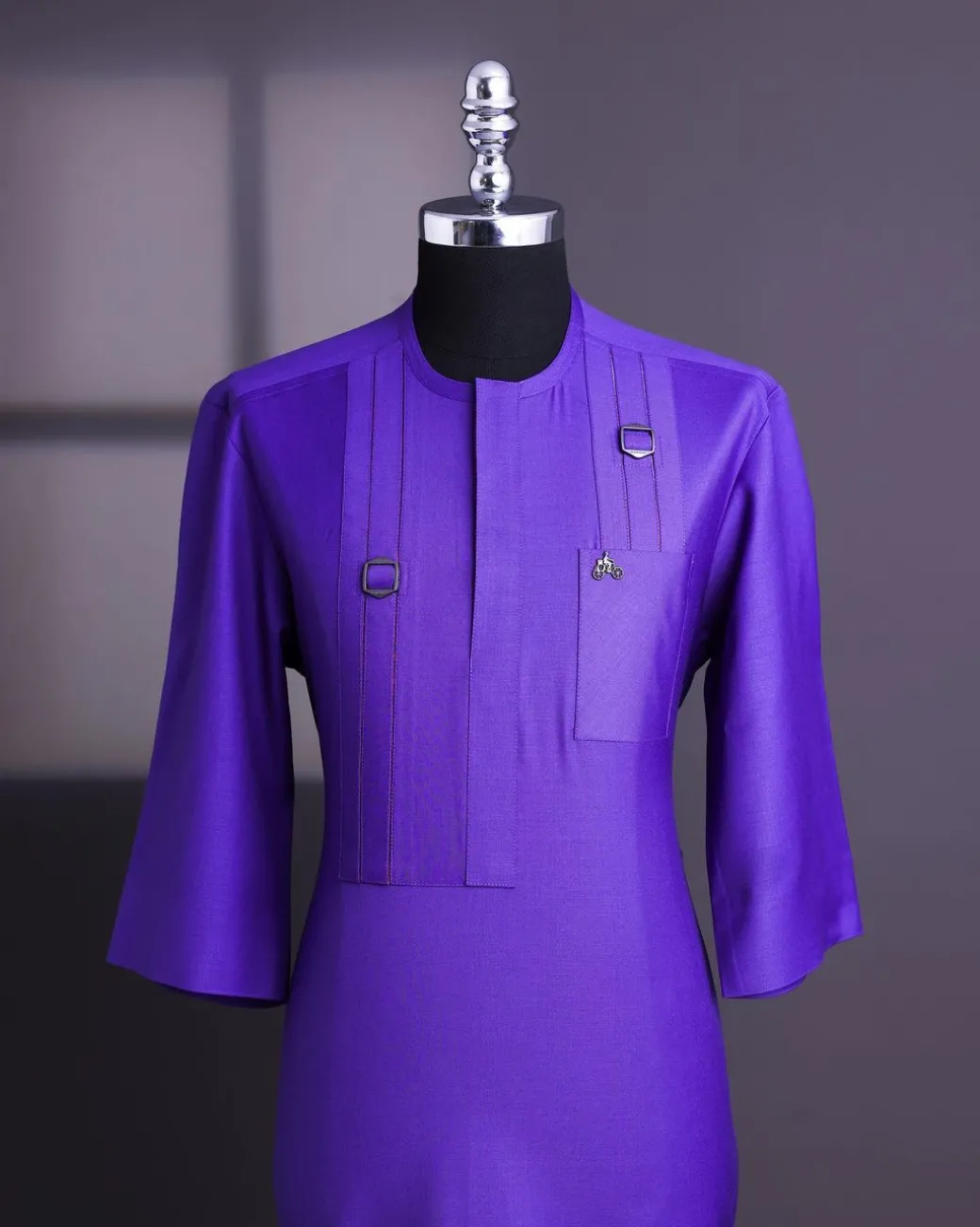An Aesthetic purple, bloom & gloom pattern with keke Elemu embroidery details Agbada