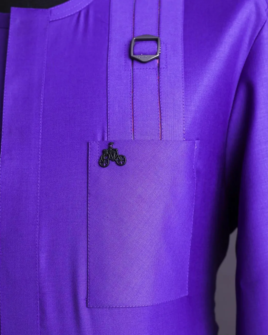 An Aesthetic purple, lengthened rectangle double side flap, 3/4 sleeve with paisley details traditional African senator kaftan native.