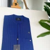 An Azure blue with Lapis blue stripe, Swarovski Button, strap shaped inner pocket details African traditional senator kaftan native.