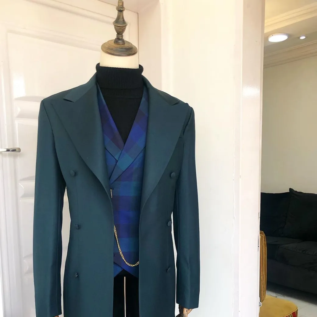 An Emerald Green “Battle Of Stalingrad” Trench Corporate Peak Lapel Suit