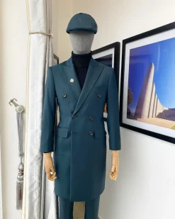 An Emerald Green Bespoke Reloaded “Peaky Blinders” Peak Lapel Suit