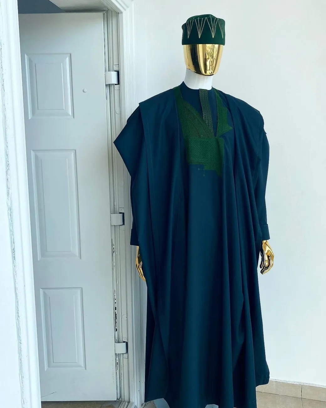 An Emerald Green Jakan embroidery Agbada