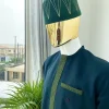 An Emerald Green with a dispersed dotted embroidery design kaftan