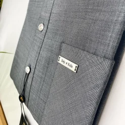 An Irish Grey African Kaftan with ABV diamond-shaped Australian Swarovski button